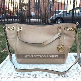MICHAEL KORS JET SET CHAIN GATHERED TOTE IN DARK CAMEL