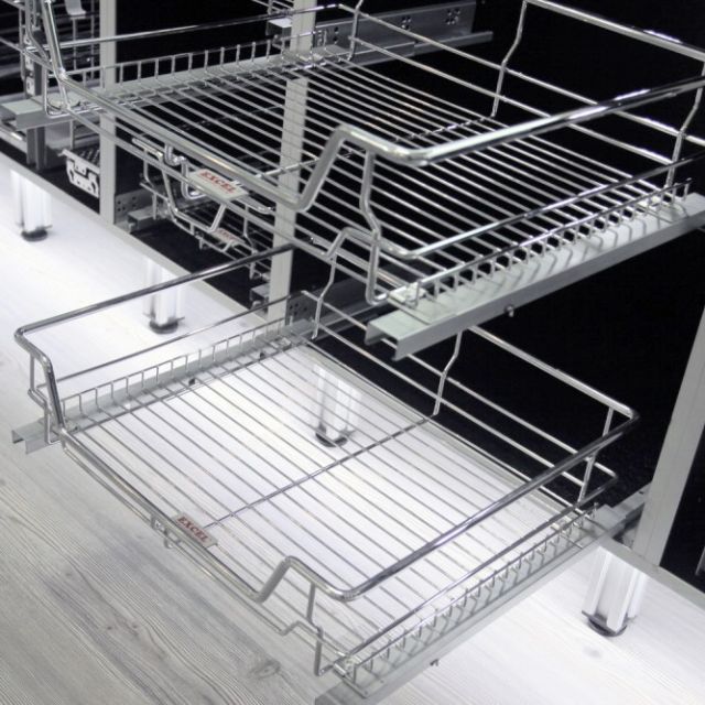 2 X Excel Softclosing Pull Out Wire Kitchen Basket (Brand New