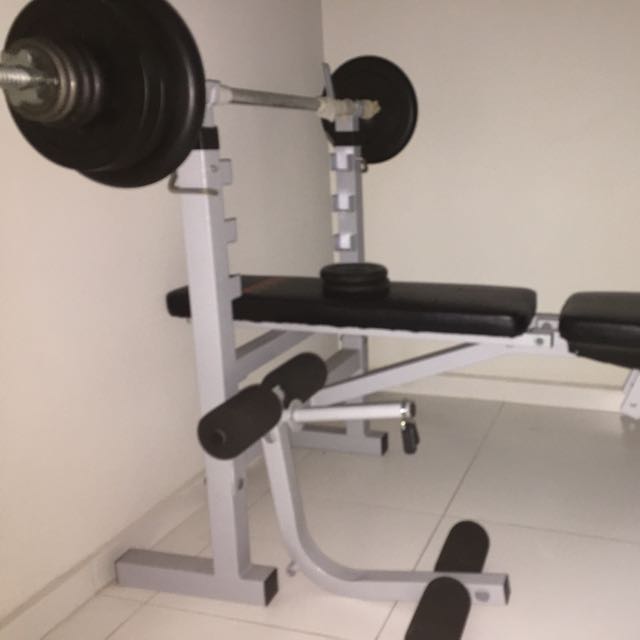 York fitness 500 folding barbell bench deals
