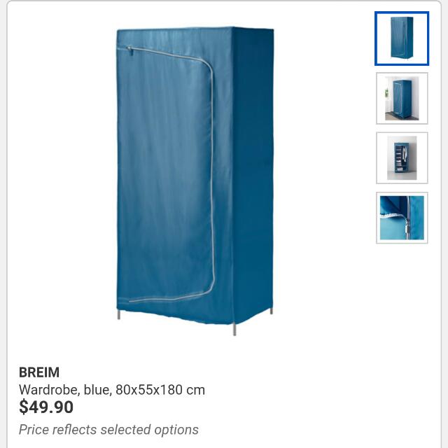 Ikea Breim Wardrobe Blue 80x55x180 Cm Half Price Furniture Shelves Drawers On Carousell