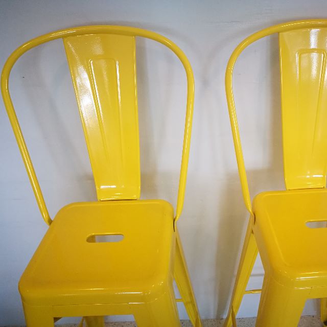 Yellow Metal Bar Stools (pair), Furniture & Home Living, Furniture