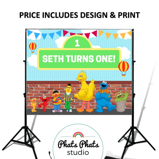 Any Design Sesame Street Birthday Banner Backdrop Babies Kids