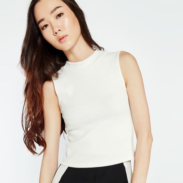 White mock clearance neck tank top