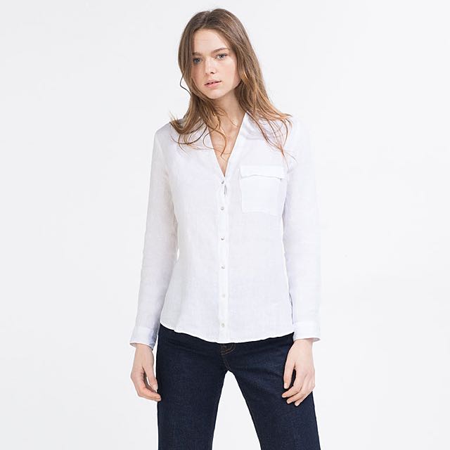 zara white linen shirt