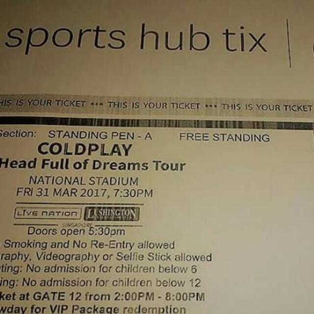 VIP Ticket Coldplay, Tickets & Vouchers, Event Tickets on Carousell