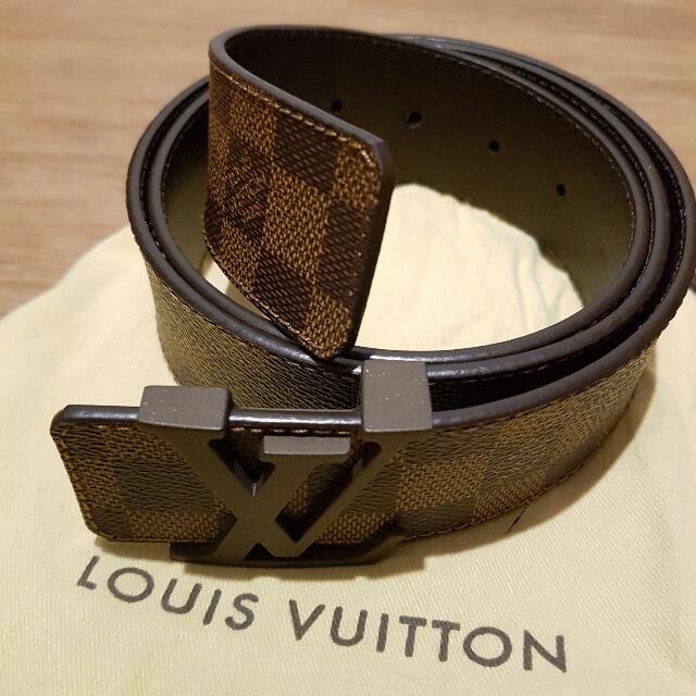 Louis Vuitton Damier Ebene Canvas LV Initiales Slim Belt 80CM Louis Vuitton
