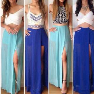 DAILYLOOK Mint Long Sheer Skirt