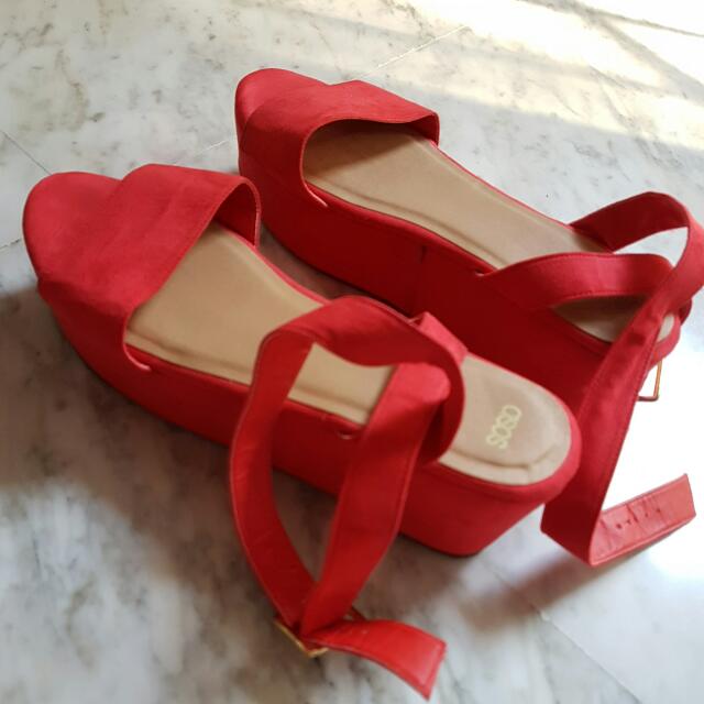 red flatform shoes