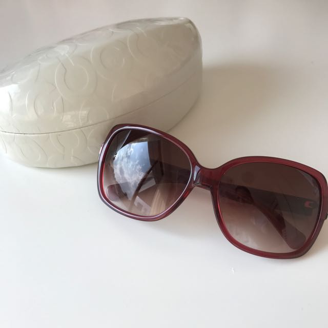Coach Sunglasses In Cherry burgundy Color With C Logo