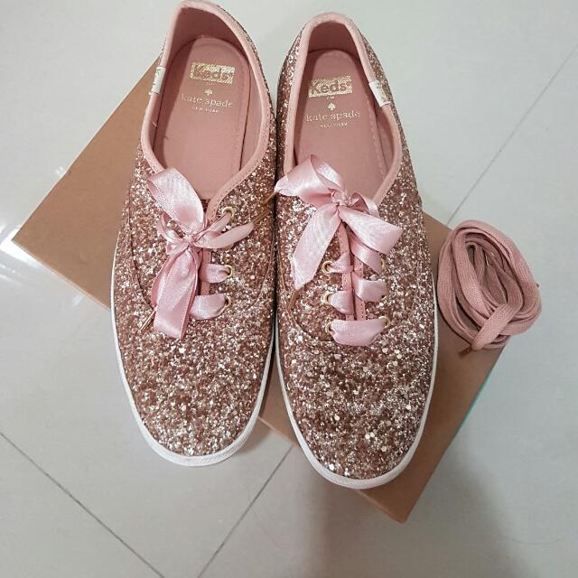 KEDS FOR KATE SPADE ROSE GOLD GLITTER SNICKERS, Women's Fashion ...