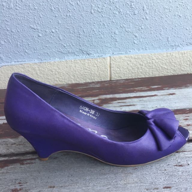 Lambskin Purple Platform Kitten Heels 