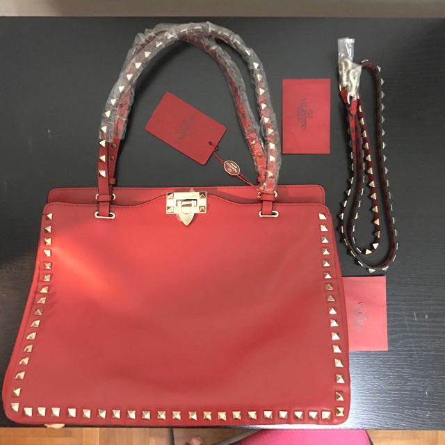 Replica Valentino Rockstud Stud Tote Bag Red, Fashion, Bags & Wallets, Cross-body Bags on Carousell