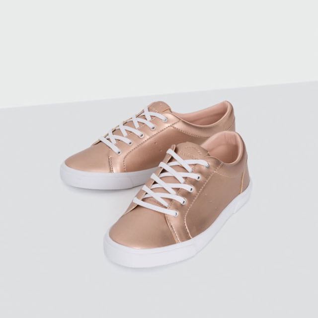 REDUCED Rose Gold Sneakers Pull And Bear Women s Fashion Footwear Flipflops and Slides on Carousell