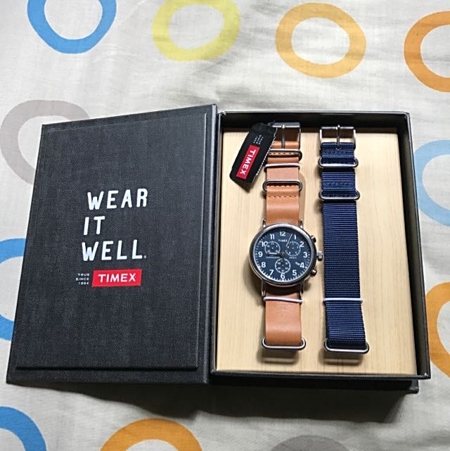 Timex TWG012800QM Analog Quartz Brass Brown Blue Weekender Watch