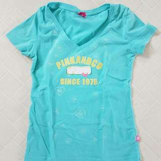 Joshua Perets Turquoise V Neck Tee Size M