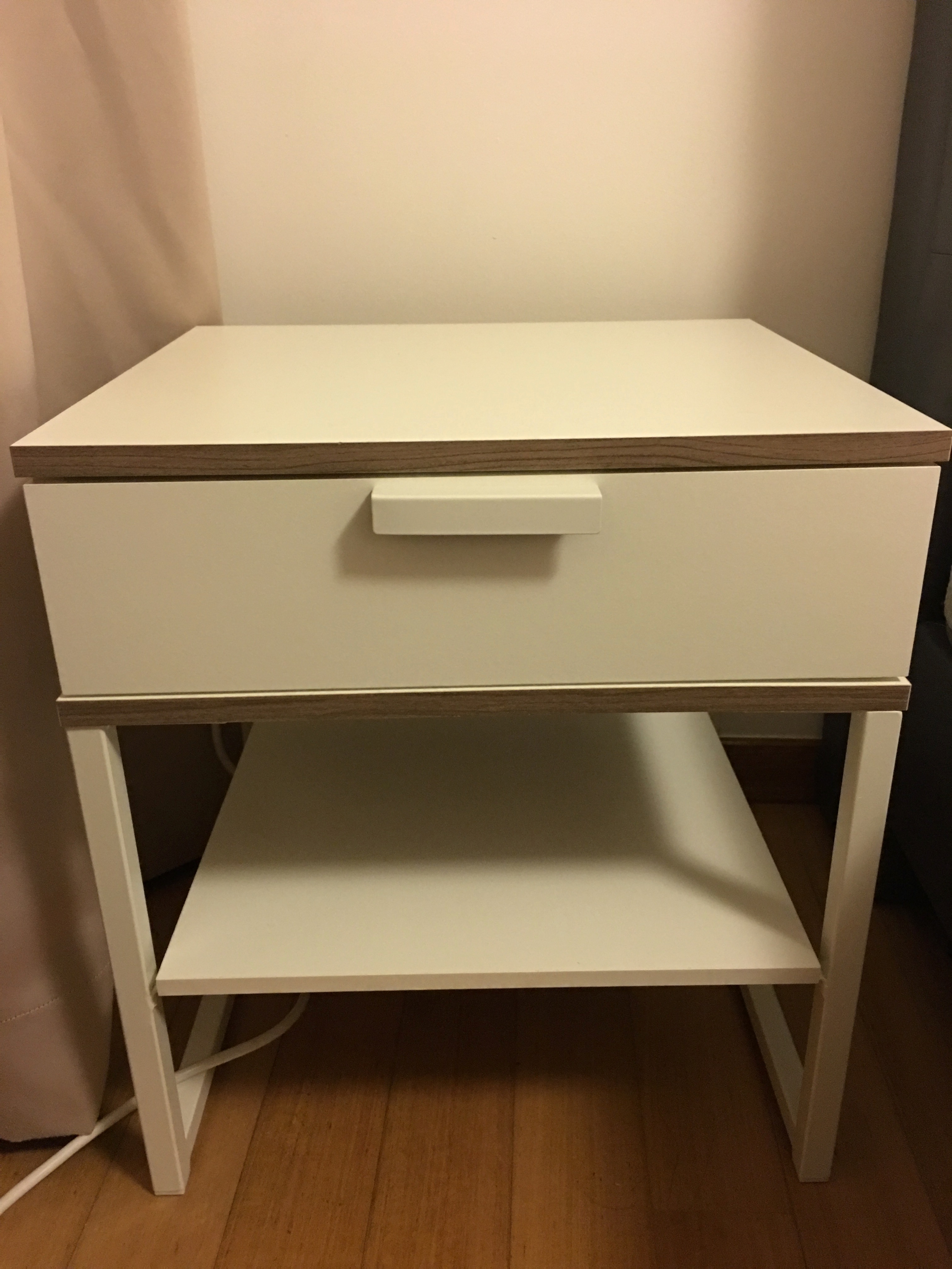 Ikea Trysil Bedside Table White Light Grey Furniture Shelves Drawers On Carousell
