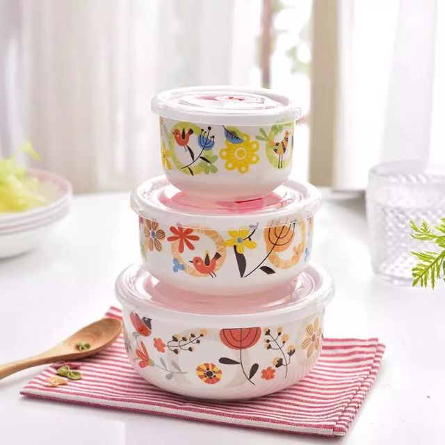 Microwavable ceramic deals bowl with lid
