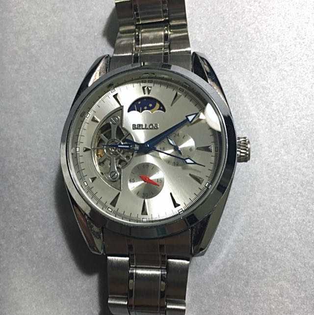 Bellos Moonphase Subdial Stainless Automatic Watch Fesyen Pria Jam Tangan Di Carousell