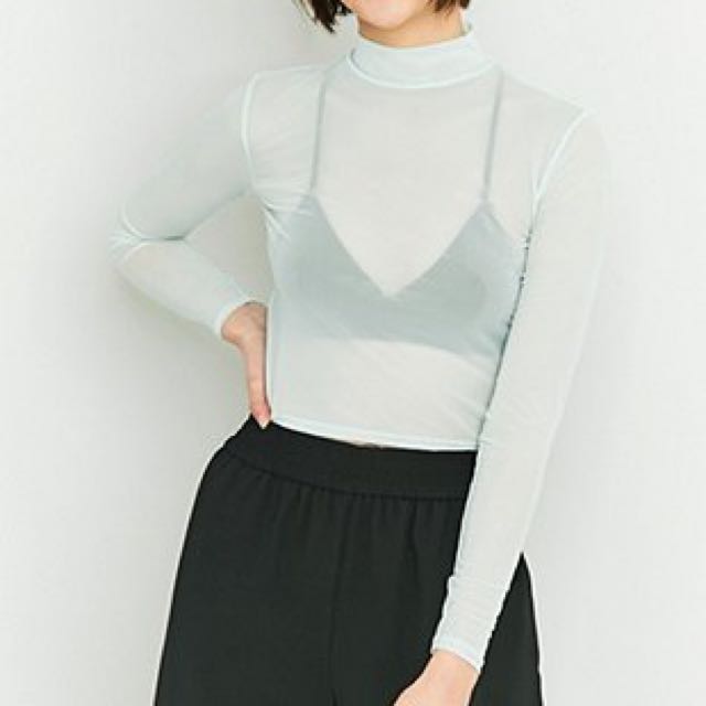 White mesh discount turtleneck top