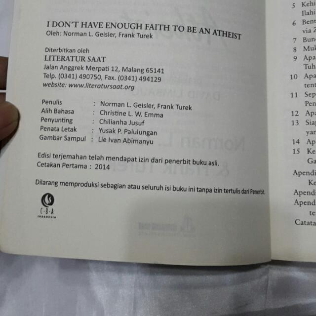 Buku I Don T Have Enough Faith To Be An Atheist Dalam Terjemahan