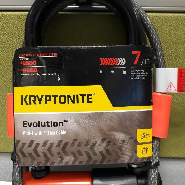 Kryptonite evolution mini 7 w/4' flex, Sports Equipment, Bicycles & Parts, Bicycles on Carousell