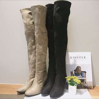 全新💓麂皮過膝綁帶顯瘦靴👢$850（卡其下標區）