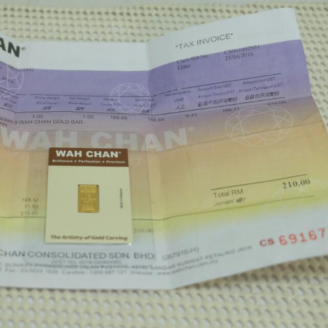 1g Gold Bar Wah Chan, Everything Else, Others on Carousell