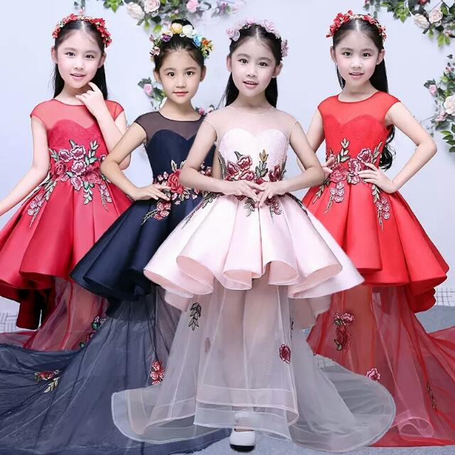 Kids Elegant Wedding Dinner Dresses 4 Colors