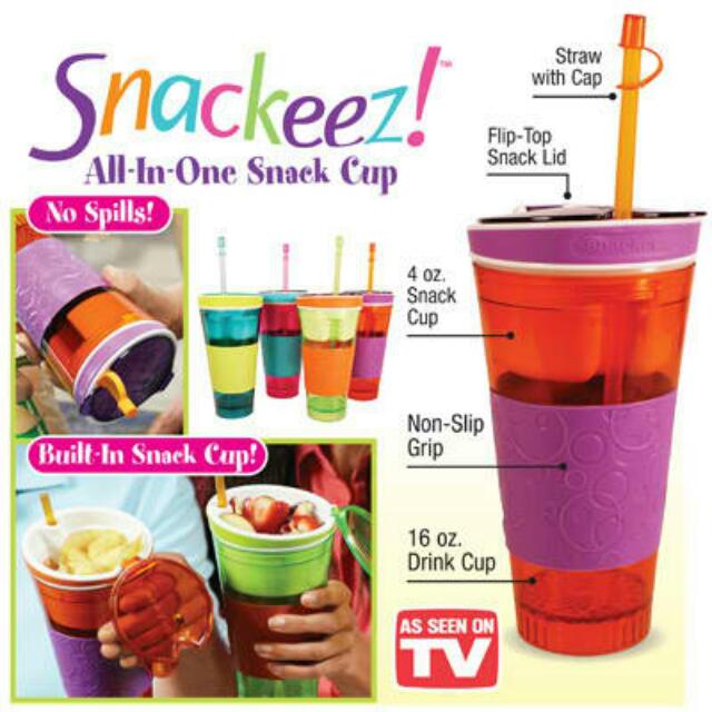 Snackeez Duo 30 Piece Plastic Snack and Drink Traveler Cup Set -  Disposable, Reusable, and Recyclable - As Seen on TV 