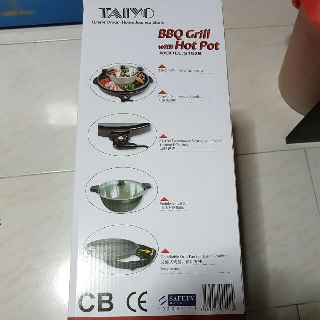 TAIYO BBQ Grill with Hot Pot Model ST52B, TV & Home Appliances