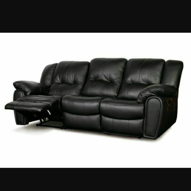 Black Cellini Genuine Leather Sofa