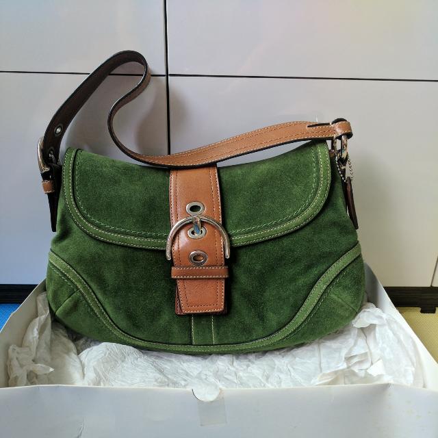 green suede bag