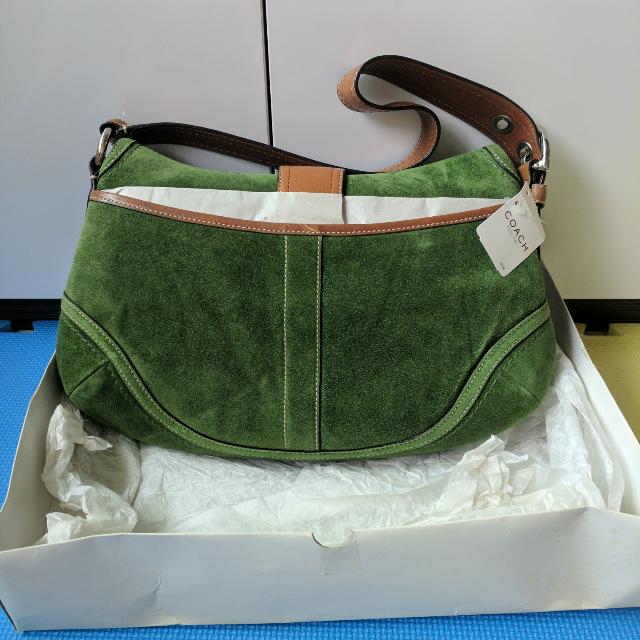 Green suede coach purse cheap