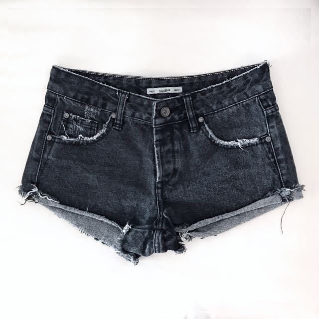 grey ripped denim shorts