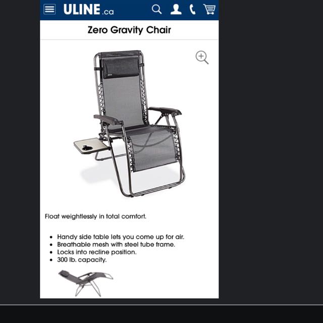 Brand New Uline Zero Gravity Chair Home Furniture On