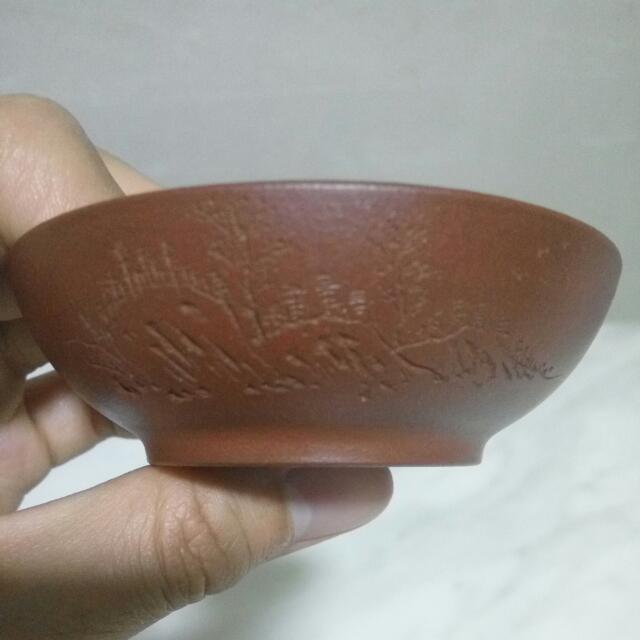 Carved Calligraphy Zisha Tea Cup, Furniture & Home Living, Kitchenware