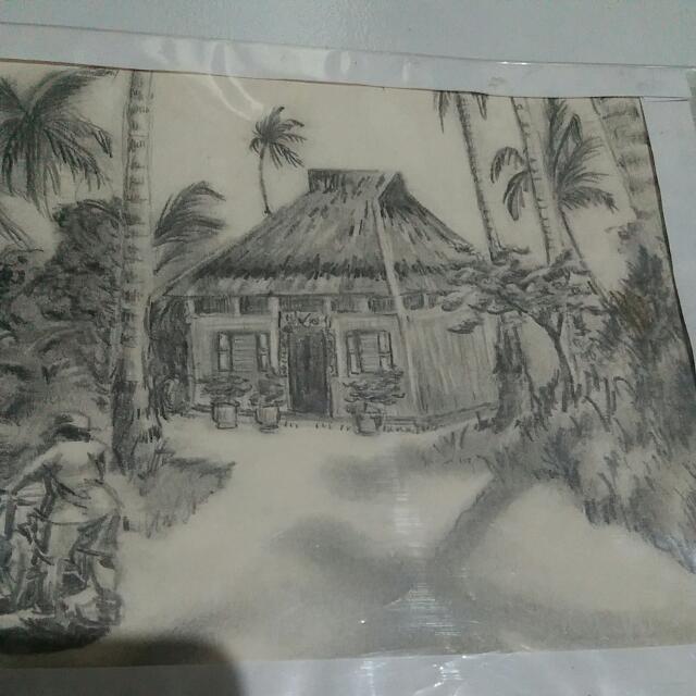 Random Pencil Drawing Of A Village Design Craft Art Prints