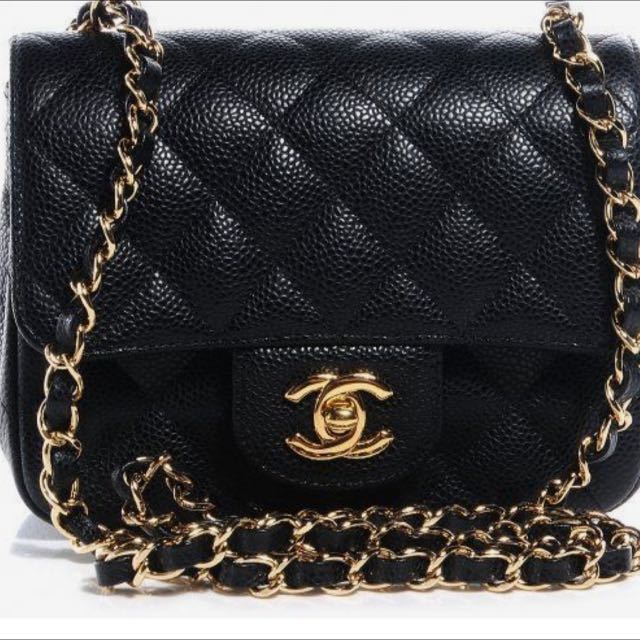 Chanel Mini Rectangular Flap Black Caviar in Caviar Leather with GoldTone   US