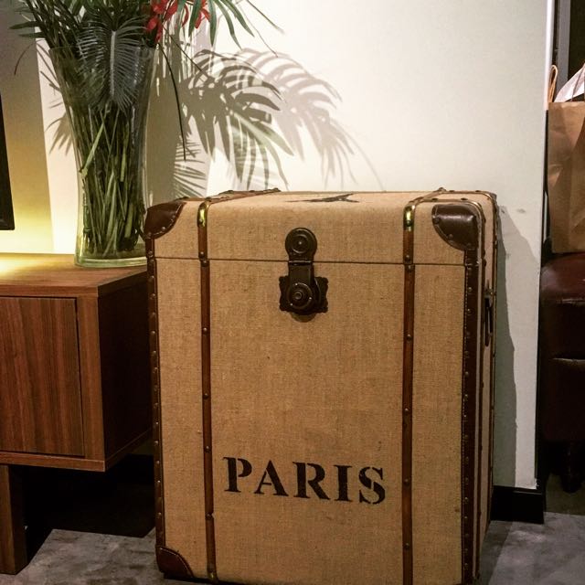 Trunk Side Table With Storage Luggage Industrial Leather Drawer