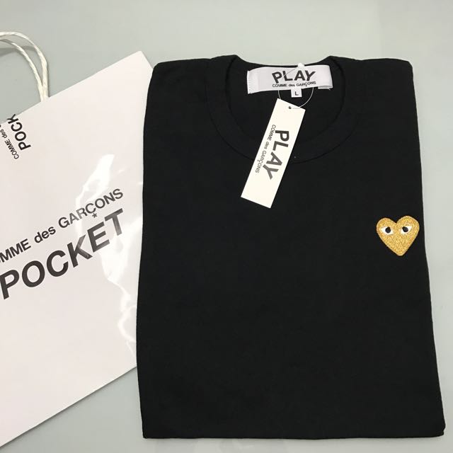 cdg black gold heart