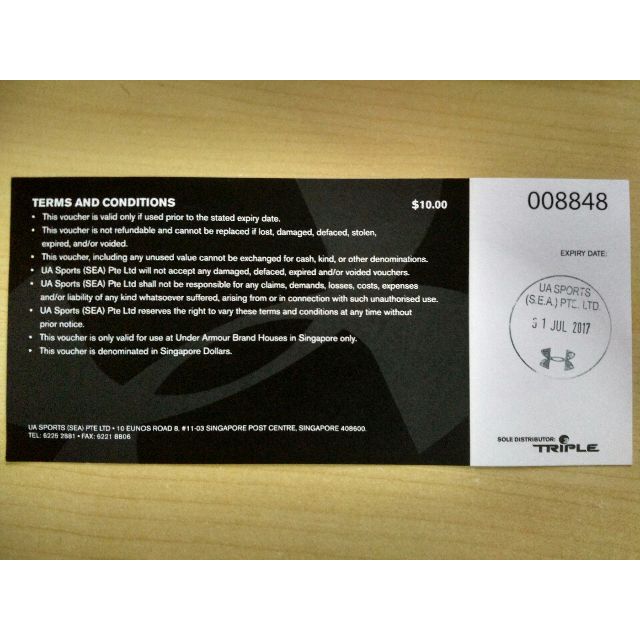 Under Armour Cash Voucher, Tickets & Vouchers, Vouchers on Carousell