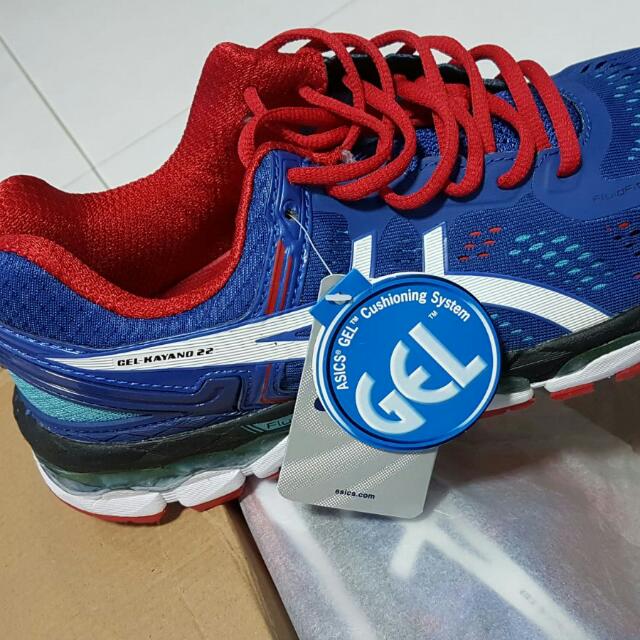Asics men's gel-kayano 22 shoe - blue/white/fiery red clearance