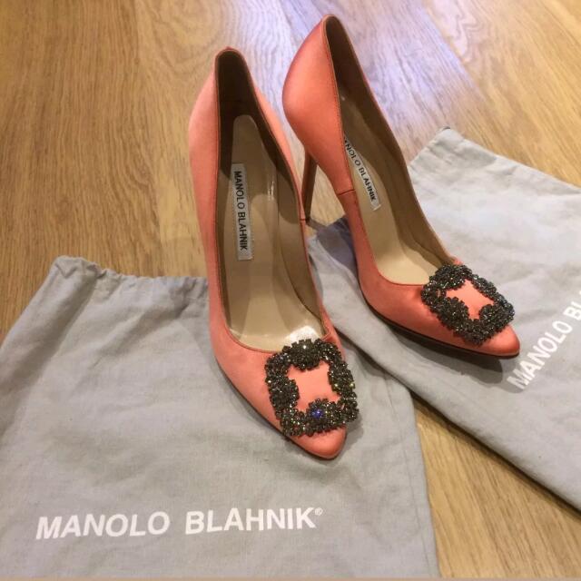 orange manolo blahnik shoes