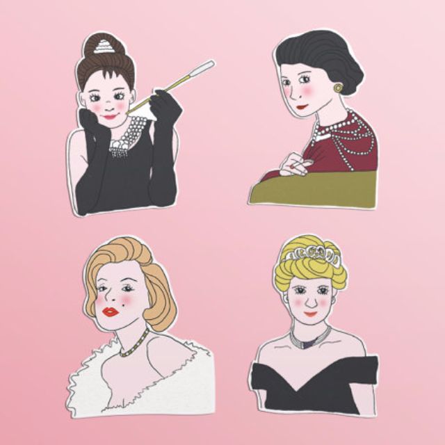 famous lady sticker set 4 waterproof vinyl stickers audrey hepburn coco chanel marilyn monroe prin 1488435282 106ba2d5
