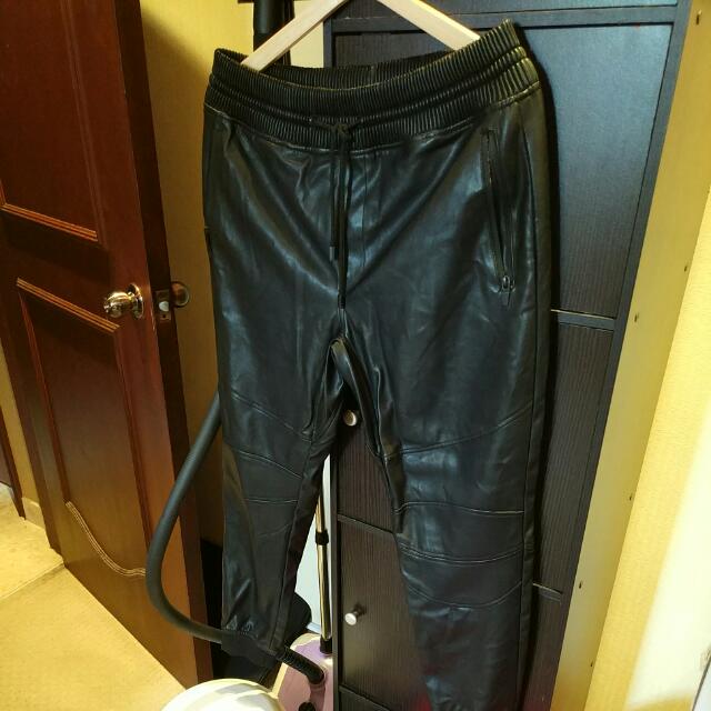 Mens leather clearance pants zara