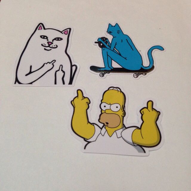 Stiker Sticker Ripndip Kucing Fuck Nakal Simpson Skateboard 