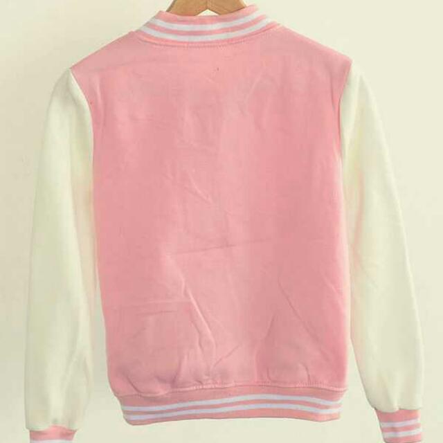 Pastel Pink Varsity Jacket, Women's Fashion, Coats, Jackets and