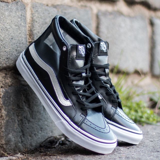 Vans sk8 hi slim black white mesh hotsell