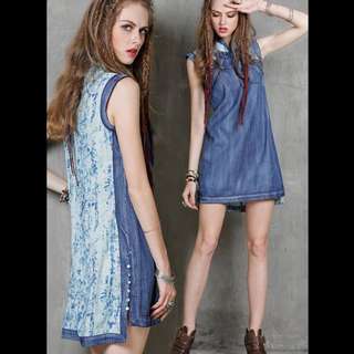 Modern Mid Wash Blue Denim Cheongsam / Qipao