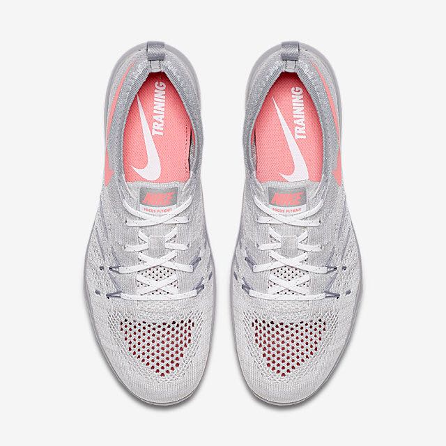 Nike Free TR Focus Flyknit Women White Wolf Grey Metallic Silver Bright Melon